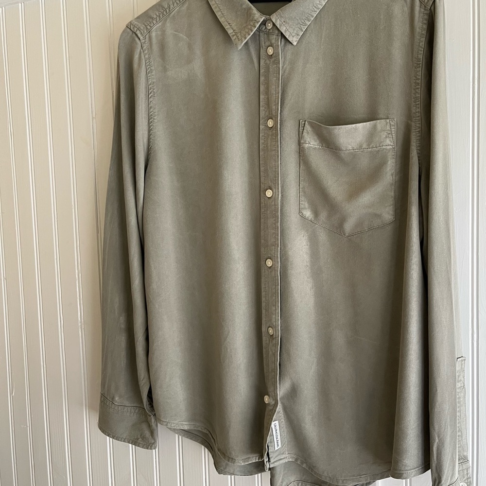 Calvin Klein Jeans Khaki Long Sleeve Blouse Size L
